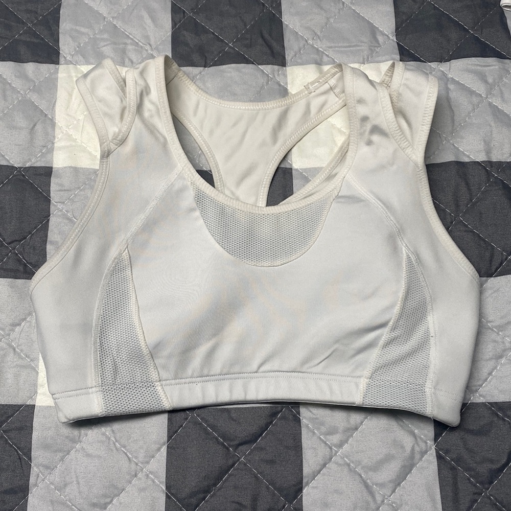 White High Impact Sports Bra, L (Yellowing)